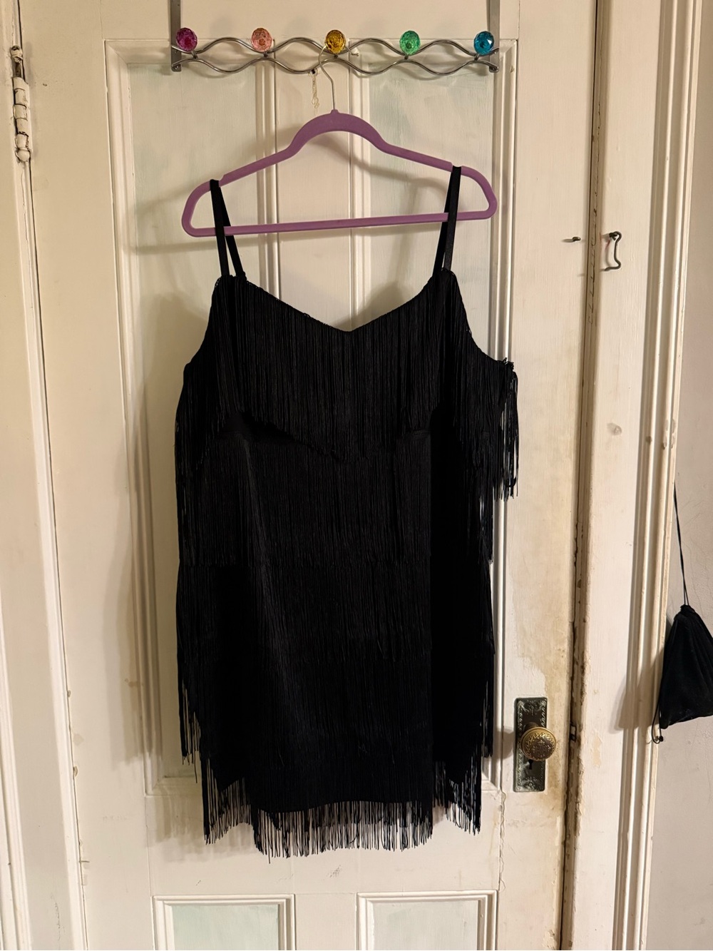 City Chic Black Fringe Slip Mini Dress